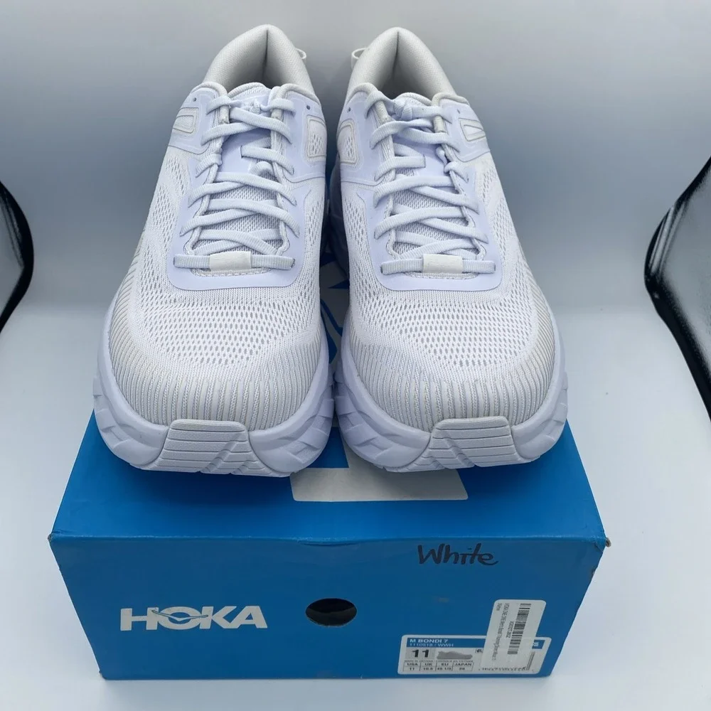 Hoka One Men's 11M Bondi 7 Running Shoes White 1110518 New In Box